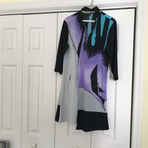 Jamie Sadock casual or golf dress. Size Medium. Purples; turquoise, black, greys
